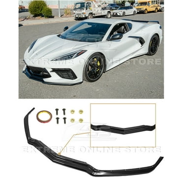 Extreme Online Store Replacement for 2020-Present Chevrolet Corvette C8 | GM Z51 Style ABS Plastic Plastic Black Front Bumper Lower Lip Splitter