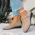 thumbnail image 4 of Dakaela Women's Dress Flats Ballet Low Wedge Round Toe Ankle Strap Comfortable Casual Business Office Work Loafers for Walking Driving Beige 8, 4 of 8