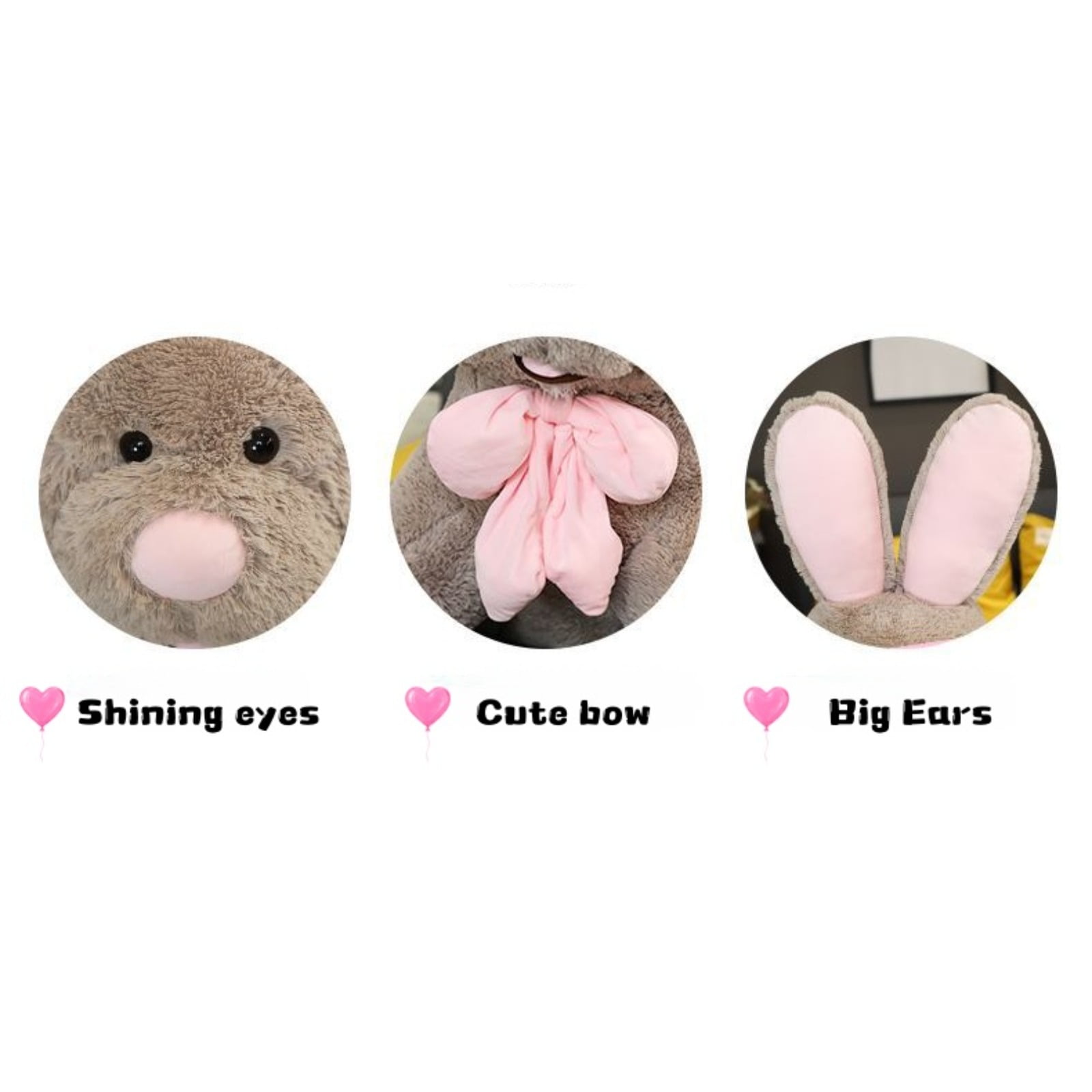 Big Ears Bunny Plush Toy, Ultra Soft Stuffed Rabbit Doll with Long Ears Design, Cute Plush Bunny Pillow for Hugging, Cozy Decorative Plush Toy for Bedroom Sofa Home Decor, Birthday Gift Idea