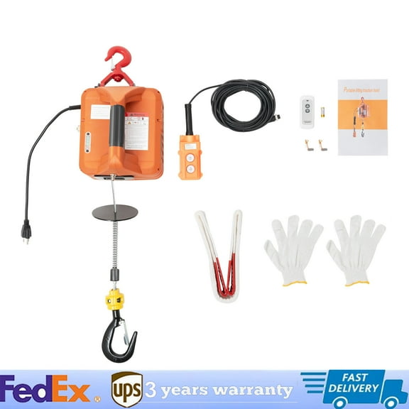 660lbs 3-in-1 Electric Hoist Winches 16ft/m Low Noise 1500W with Remote Control