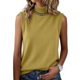 thumbnail image 3 of FRSASU Women's Vest Turtleneck Sleeveless Solid Color Knit Sweater High Neck Summer Casual Pullover Sweater Yellow, 3 of 7