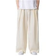 thumbnail image 3 of Lmueinov Mens Cotton Linen Pants Casual Business Pants with Pockets Lightweight Wide Leg Dress Trousers for Men 2026 Vacation Summer Fall Outfits, 3 of 5