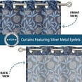 thumbnail image 4 of Vargottam Blue Flowers Print Sheer Georgette Curtains for French Doors & Balcony - 2 Panels, 96" Long, Light Filtering, Grommet Top Printed Drapes for Living Room or Lounge, 4 of 9