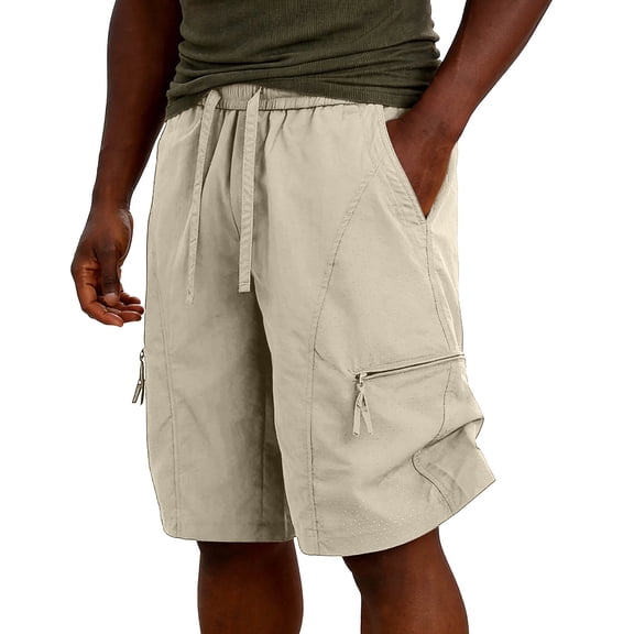 Hurxie Men's Lightweight Cargo Shorts with Drawstring,Comfy Casual Outdoor Shorts for Hiking Gym Workout White,XL