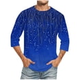 thumbnail image 1 of Camisas de Lino para Hombres Impresión Cuello Redondo Casual 3/4 Manga Blusa, Mezcla de Lino de Algodón para Primavera Verano Ocio Y Tops Diarios, 1 of 9