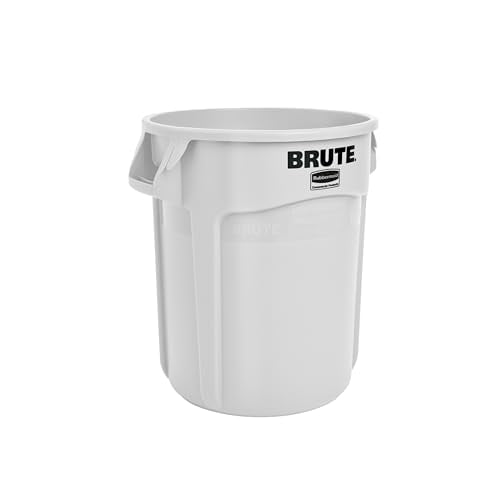 Rubbermaid Commercial Vented Round Brute Container, 20 gal, Plastic, White