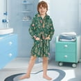 thumbnail image 5 of FORMRS Niños Bathrobe Unisex Hooded Robe Soft Plush Pajamas Sleepwear, Size 10-12T, Green Christmas Gingerbread, 5 of 7