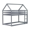 thumbnail image 4 of House-shaped Twin Over Bunk Bed In Grey, Made With Rubber Wood, Includes & Guardrails Grey Wood Bed, Fascinating Feature And Long-lasting, 4 of 6
