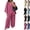 21# Hot Pink, variant on Womens Cotton Linen Sets 2 Piece Oversized V-neck Loose Top and Wide Leg Pants Sets Casual Vacation Outfits Coffee XXL