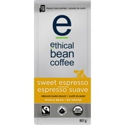 Ethical Bean Fairtrade Organic Coffee, Sweet Espresso Medium Dark Roast, Whole Bean Espresso Coffee