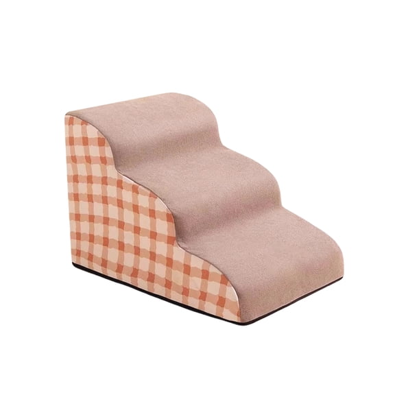 dgysar Non-Slip Foam Pet Stairs for Senior Dogs, 3-Step Washable Pet Steps for High Bed and Couch Access, 1 Pack Beige 1PC