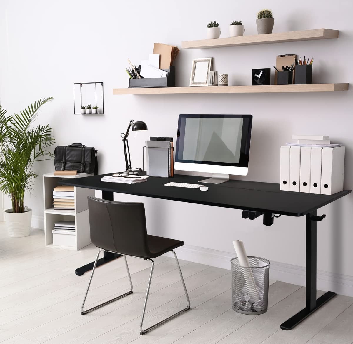48'' Adjustable Electric Standing Desk Sit Home Office Table Power Outlet