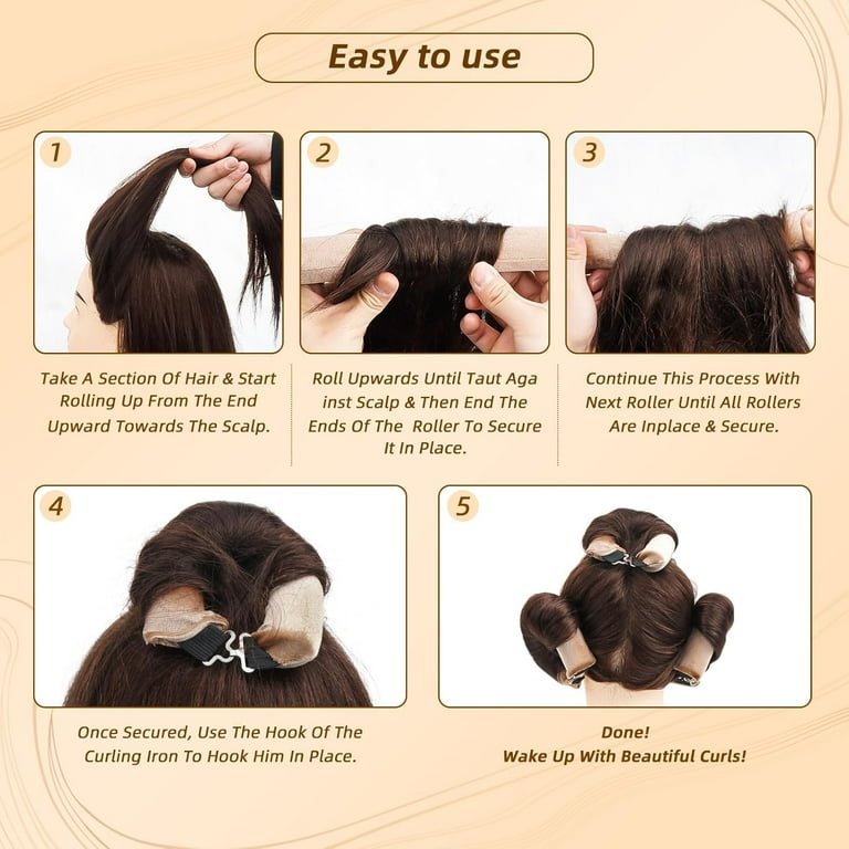 Overnight Heatless Hair Curler Blowout Rods Jumbo, Heatless Curls