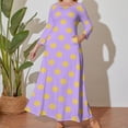 thumbnail image 4 of Yellow and Lilac Polka Dots Long Sleeved Dress women's dresses luxury women clothes summer dress, 4 of 7