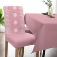 thumbnail image 2 of Chair Covers for Dining Room Set of 6,Merry Christmas Snowflake Texture Stretch Seat Protector Removable Washable Chairs Slipcovers for Kitchen Banquet Wedding Hotel,White Leaves Pine Cone on Red, 2 of 6