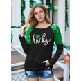 thumbnail image 2 of Camiseta HQP para el Día de San Patricio para mujer, con lentejuelas Lucky Clover, manga larga, 2 of 7