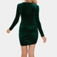 thumbnail image 4 of Dinheiro Vestido de Terciopelo de Manga Larga con Cuello en V para Mujer Vestido de Fiesta Sexy Elegante con Fruncido y Cóctel Ajustado,XL, 4 of 6