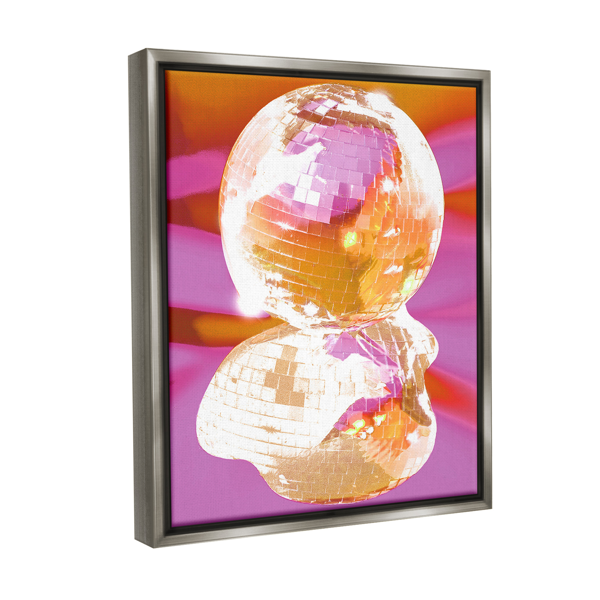 Stupell Industries Groovy Disco Abstraction Abstract Painting Gray Floater Framed Canvas Art Print Wall Art, 17 x 21