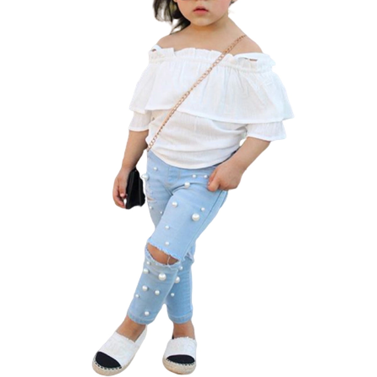 little girl white ruffle blouse