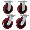 thumbnail image 4 of 6" X 2" Heavy Duty Caster Set of 4 - 2 Swivel Casters and 2 Rigid Casters - 2880 lbs Per set of 4 - (4 pack) - Dark red Polyurethane on Black Polyolefin Core, 4 of 10