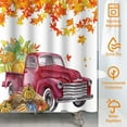 thumbnail image 5 of Red Truck Shower Curtain for Bathroom Autumn Maple Leaves Thanksgiving Pumpkins Rustic Farmhouse Shower Curtain Water Repellent Polyester Fabric 72H x 72W inches, 5 of 6