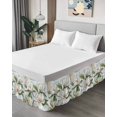 thumbnail image 4 of White Floral Wrap Around Bed Skirts for King Bed 18" Drop,Bed Skirt with Adjustable Elastic Belt Dust Ruffle Bed Valance for Bedroom Hotel Pastoral Farmhouse Magnolia Flowers Leaves Bed Frame Cover, 4 of 7