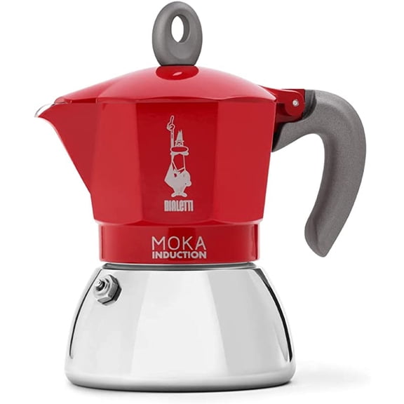 Bialetti - Moka Induction, Moka Pot, Suitable for all Types of Hobs, 4 Cups Espresso (5.7 Oz), Red