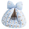 thumbnail image 2 of Cama para hámster, ropa de cama para animales pequeños, linda cabaña, acogedora decoración para el hogar, escondite cálido y portátil azul 40x27cm, 2 of 7