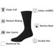 thumbnail image 4 of Calcetines de vestir Falari para hombre, 6 unidades, de algodón negro, acanalados, tallas 10-13, 4 of 6