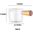 thumbnail image 2 of 2PCS Transparent Glass Creamer with Wooden Handle, Mini Coffee Milk Creamer Pitcher. 100Ml, 2 of 6