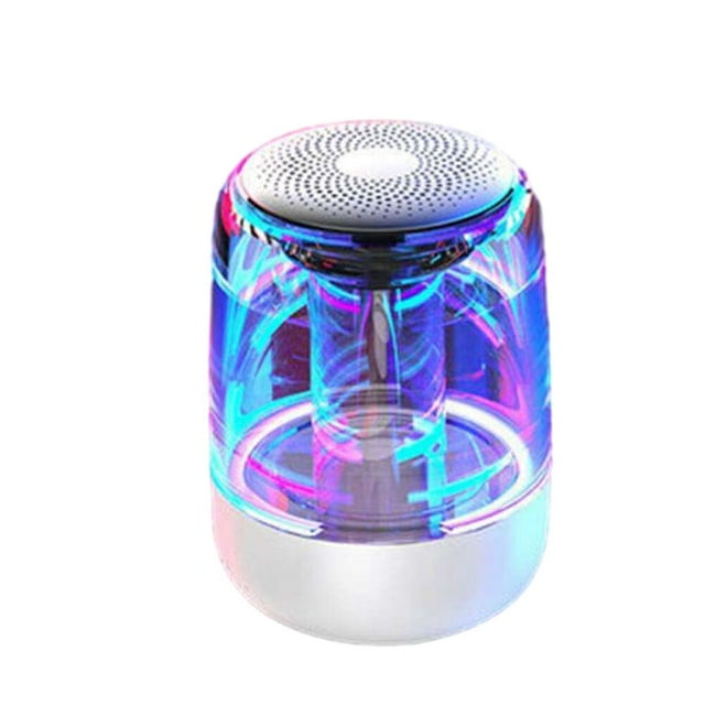 Portable Bluetooth-compatible Speaker 12-Hour Battery Transparent Design LED Lights 6D Stereo Intelligent Noise Reduction Black