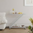 thumbnail image 3 of Christopher Knight Home Caraway Modern Iron and Glass 2 Tier Bar Cart, Silver, 3 of 10
