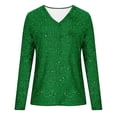 thumbnail image 2 of Green Long Sleeve Shirts for Women Fashion Casual V Neck Long Sleeve T Shirt, 2 of 4