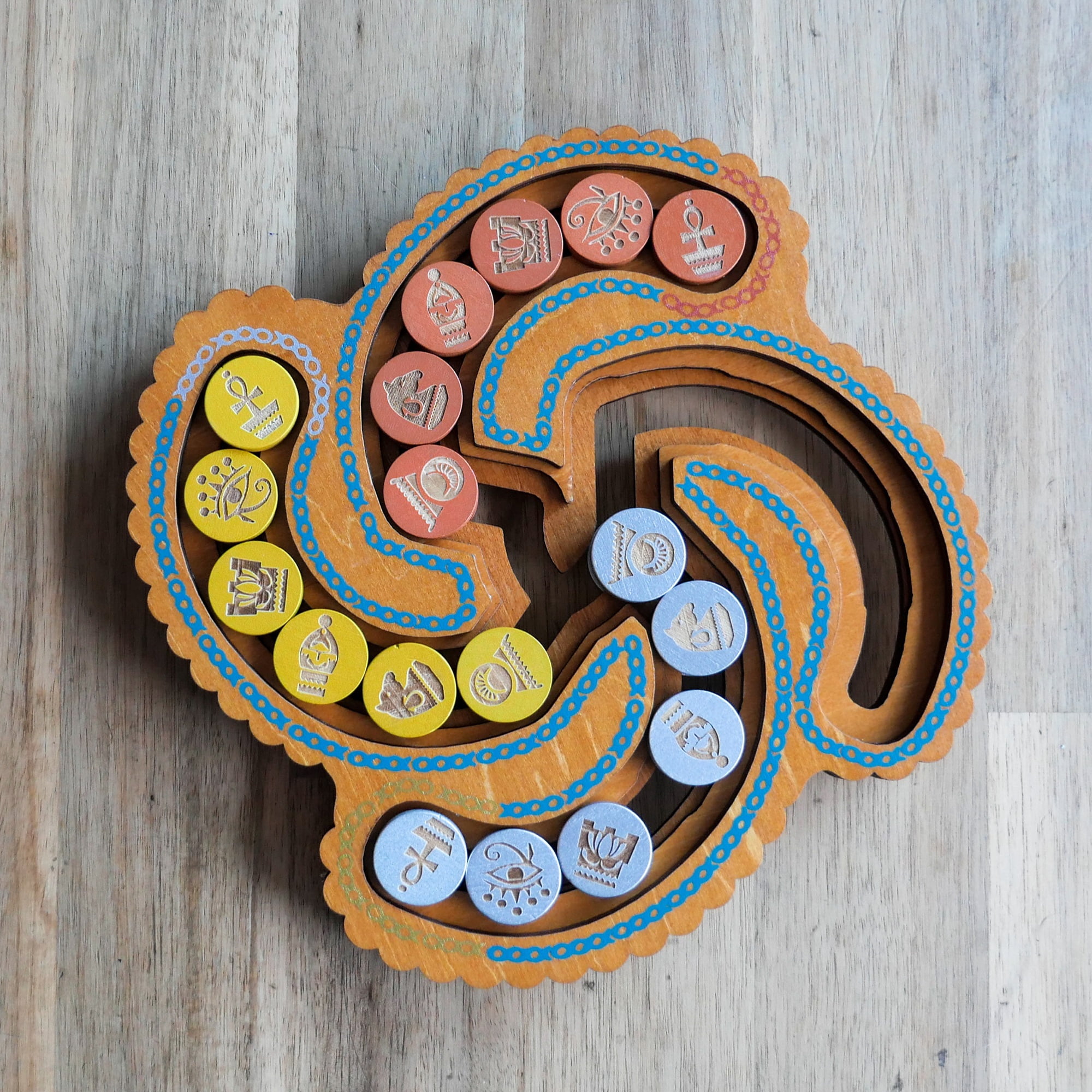Egyptian Coin Trade – Wooden Puzzle, High Difficulty, Brainteaser Challenge to Sort the Gold and Silver Coins into Different Columns, Ages 14+