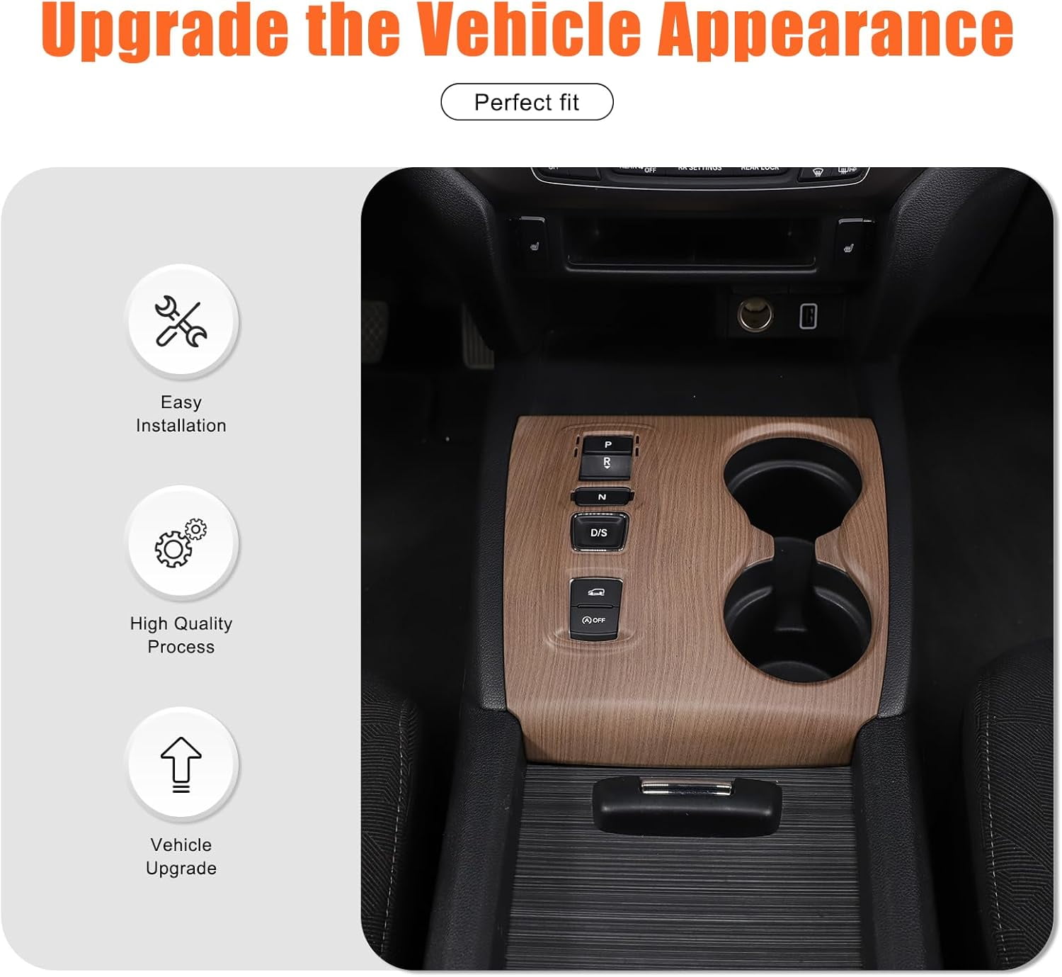 Center Console Gear Shift Panel Cup Holder Cover Trim Compatible with Honda Pilot 2016-2022/ Ridgeline 2020-2023/ Passport 2019-2023 Accessories