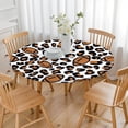 thumbnail image 3 of Brown Footballs with Leopard Spots Pattern Round Fitted Tablecloth with Elastic Edge,Dining Table Cover Waterproof,Outdoor Round Tablecloth for Camping,Dining,Indoor and Outdoor, 3 of 7