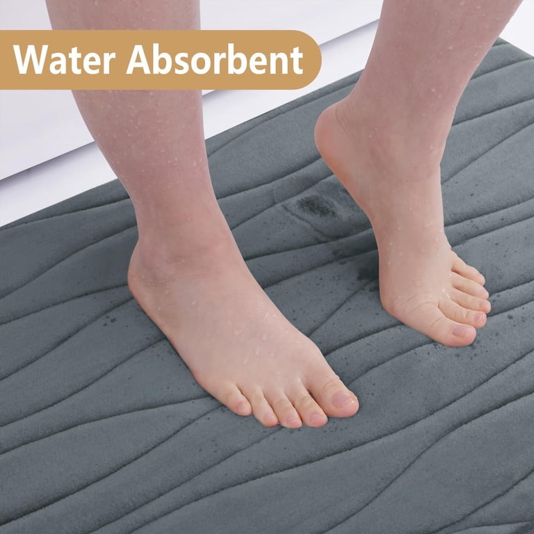 Smiry Memory Foam Bath Mat, 24" x 16", Dark Grey photo 5