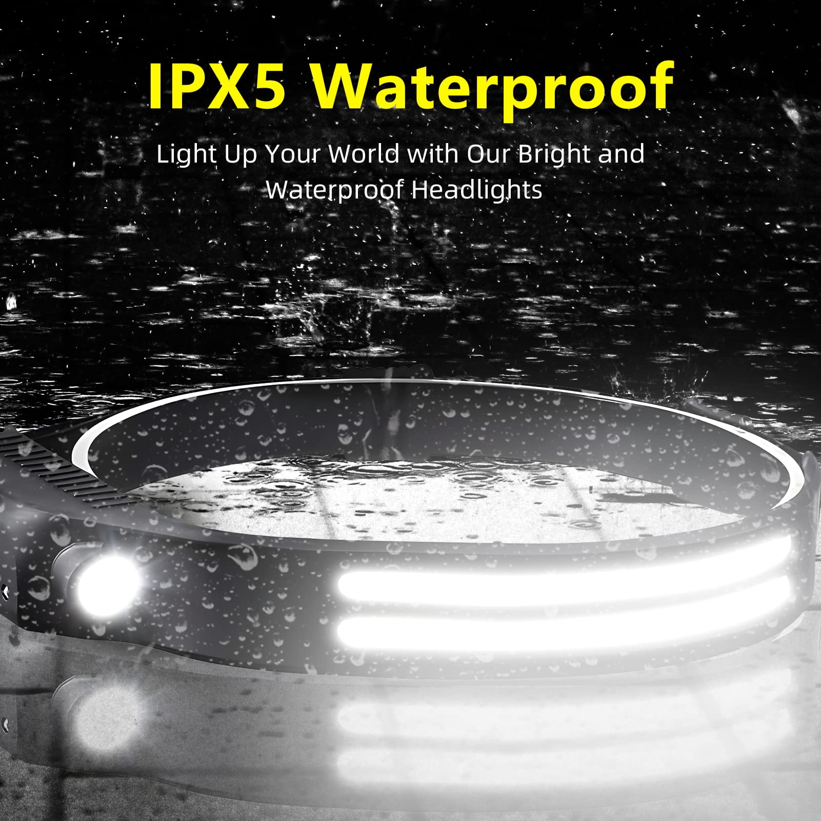 LED Headlamp Rechargeable 2PCS - 230° COB Super Bright Head Lights for Forehead, Hard hat Light for Adults, USB C Headband Flashlight for Work,Hiking,Running,Camping