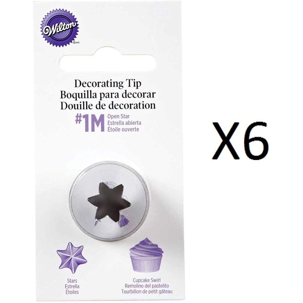 Wilton 2110 1M Open Star Decorating Tip for large Coupler Pack of 6