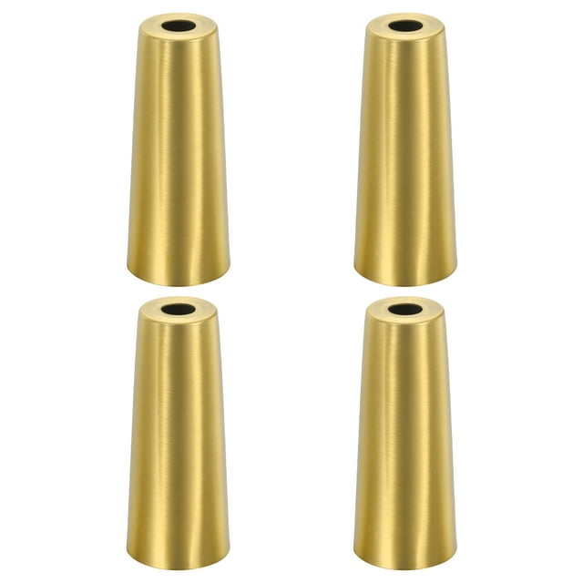 Cubierta de pierna de muebles Uxcell, paquete de 4 tapas redondas de metal para piernas, ideal para sofá, mesa, silla (3", tono dorado)