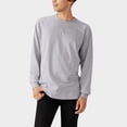 thumbnail image 2 of PEASKJP Solid Color Round Neck Long Sleeve T-Shirt for Men(Grey,M), 2 of 4