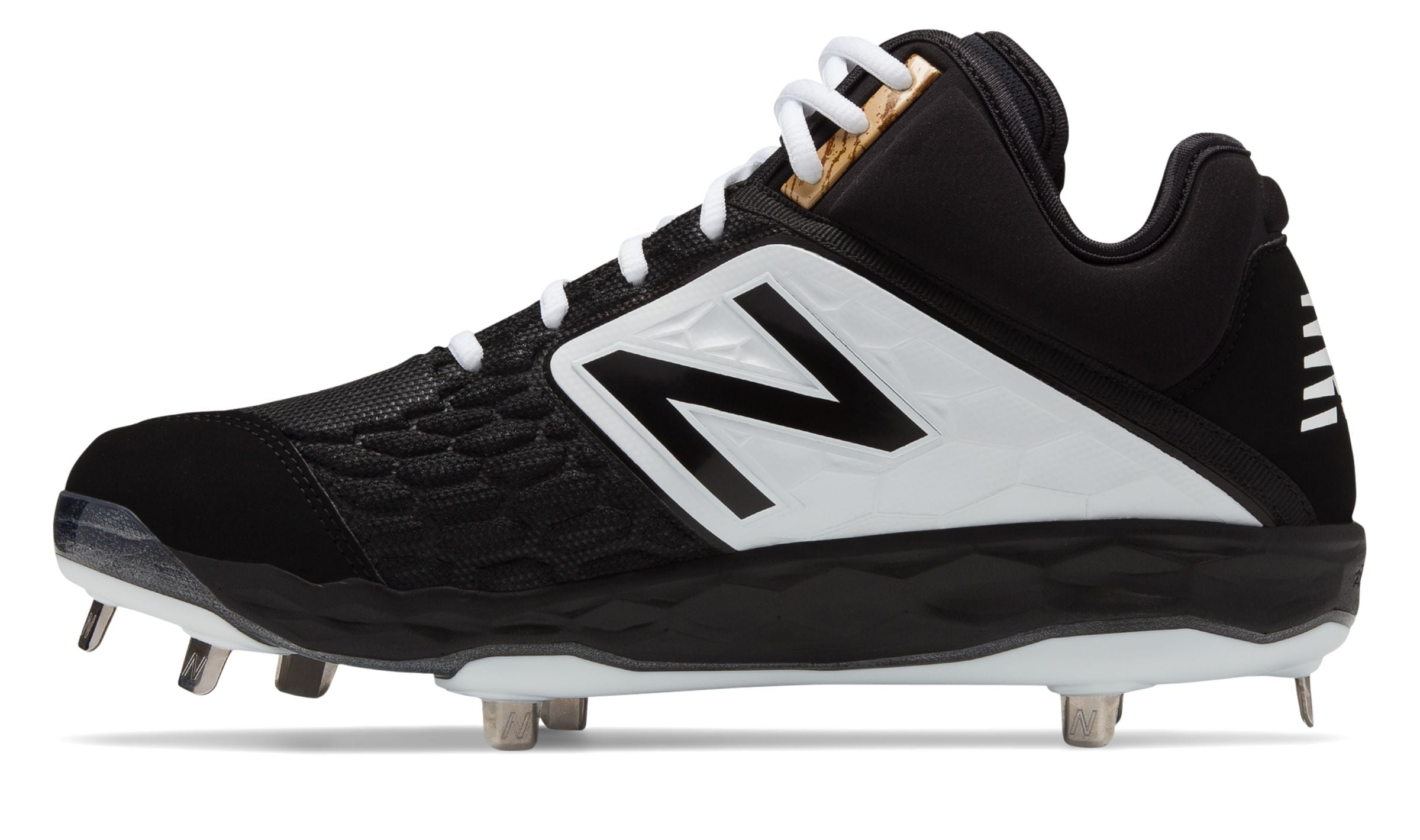 New Balance Men's 3000 V4 Metal Mid-Cut Baseball Shoe, Black/White, Size 5.5