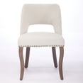thumbnail image 5 of Jianyuan Song 4-Pack Modern Fabric Upholstered Dining Chairs, Hollow-Out Back with Rivet Trim & Curved Rubberwood Legs, Farmhouse Kitchen Dinner Chairs, Beige, 5 of 15