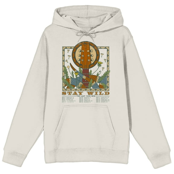 Vintage Snake And Guitar Tour Long Sleeve Sand Adult Hooded Sweatshirt-XL