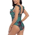thumbnail image 5 of Yiaed Snake And Rose Print Women's Ruffled One Piece Swimsuit V Neck Swimwear Slimming Monokini for Woman-XX-Large, 5 of 8
