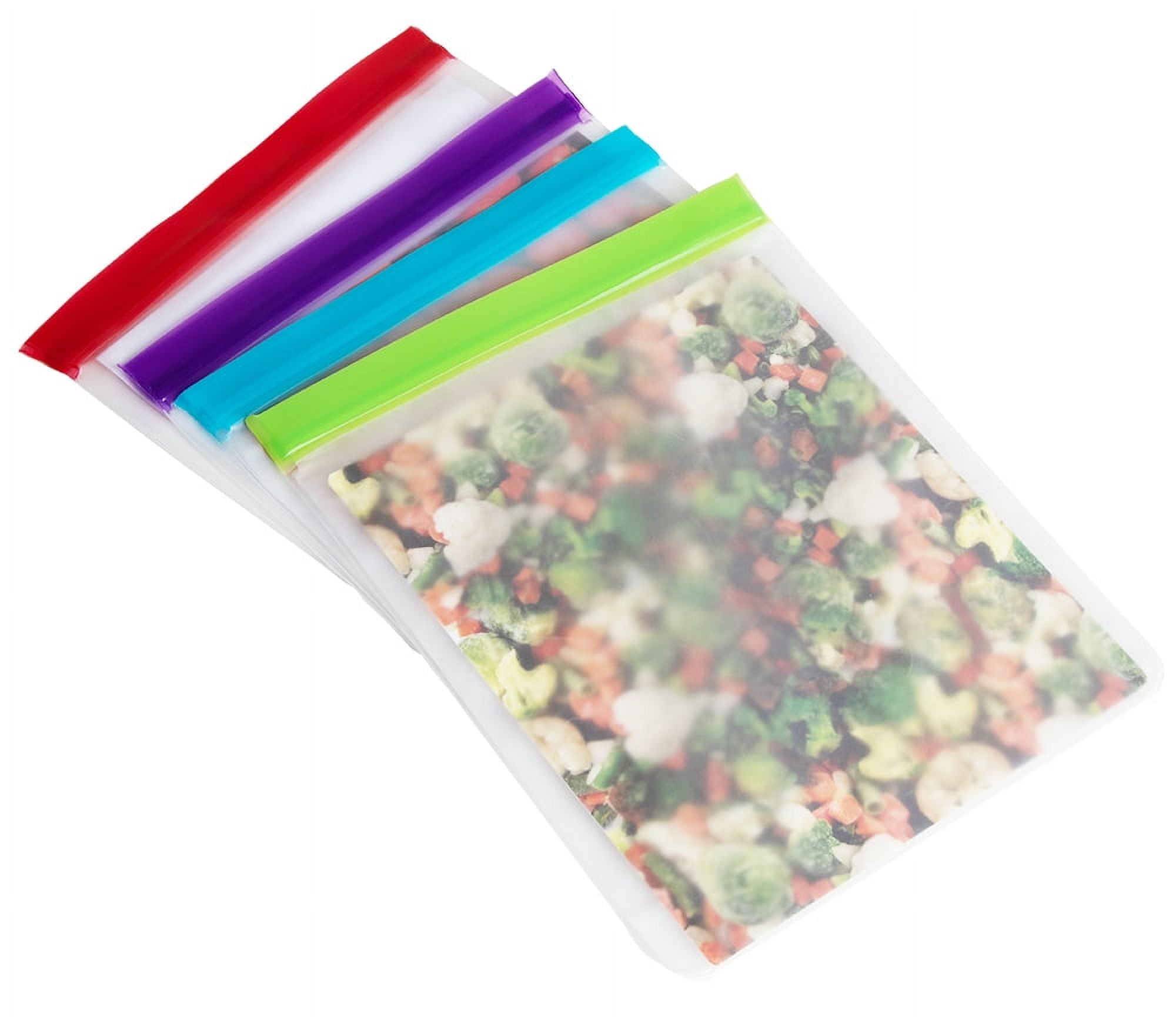 Joie Reusable Freezer Bags, Assorted Pack of 4, Double Zip Closure to Seal in Freshness. 76 fl oz.