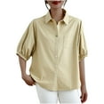 thumbnail image 1 of Camisetas de Algodón para Mujeres de Ajuste Suelto, Cuello en V Algodón Y Lino, Casual Suelto Camisa de Manga Corta, 1 of 9
