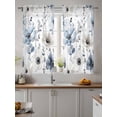 thumbnail image 2 of Blue Grey Spring Floral Curtains 54 Inch Length, Sheer Curtains for Bedroom Living Room Window Summer Flowers Botanical Rod Pocket Voile Drapes Kitchen Curtains Small Half Window 42"x54" 2 Panels, 2 of 6