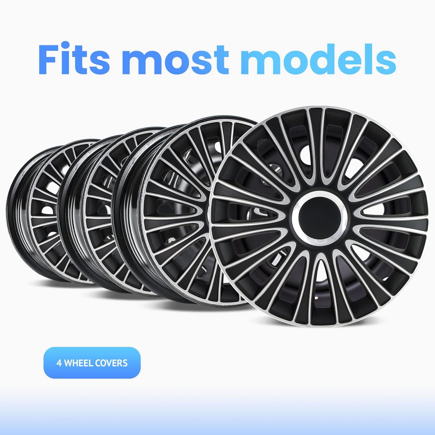 Alpena 16" Le Mans Wheel Covers, Silver, set of 4