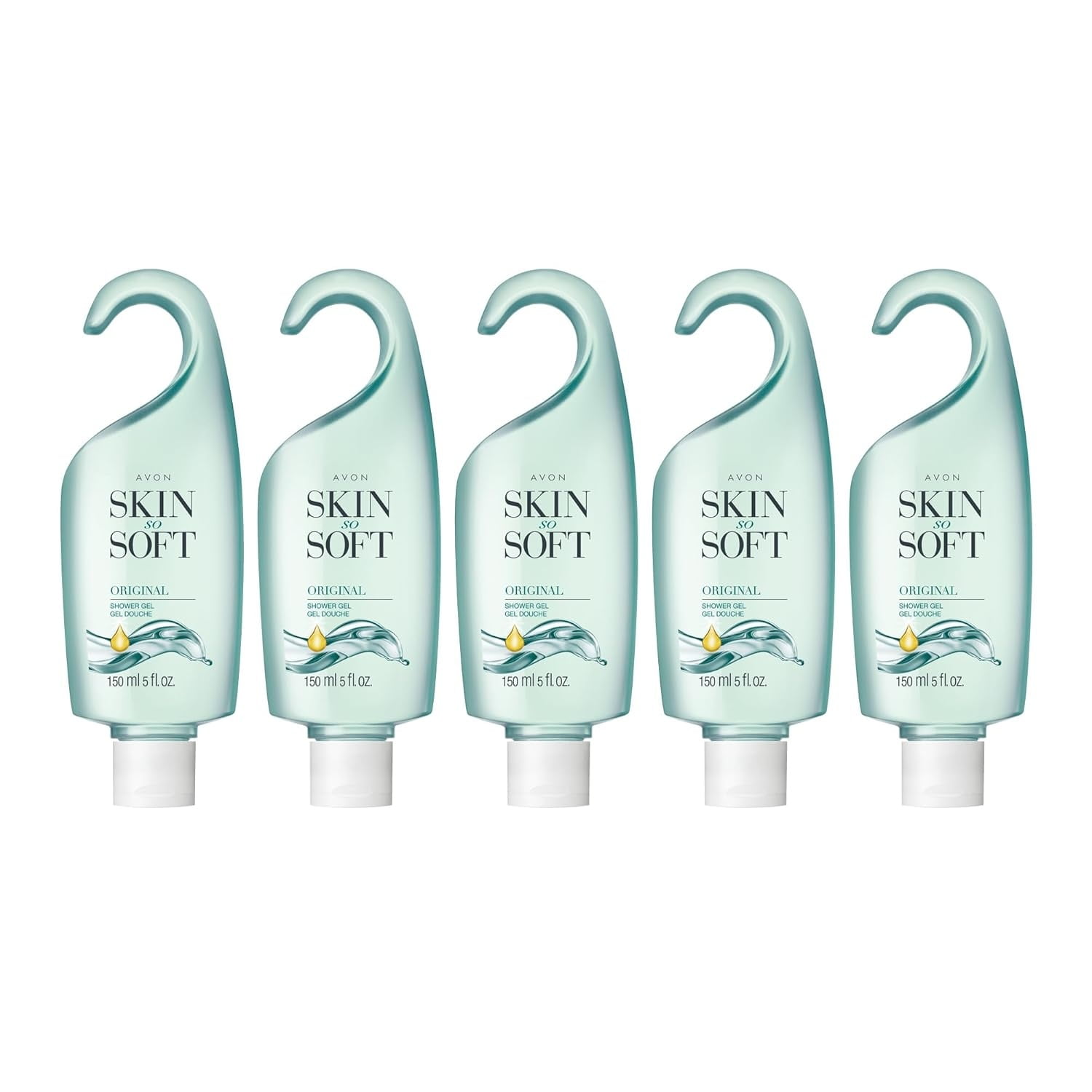 Avon Skin So Soft Original Body Wash and Shower Gel with Jojoba Oil, 5 fl oz (5 Pack)